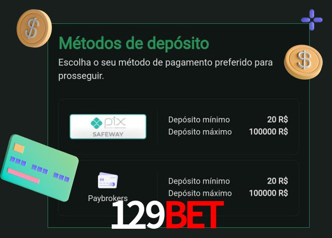 O cassino 129bet oferece uma grande variedade de métodos de pagamento